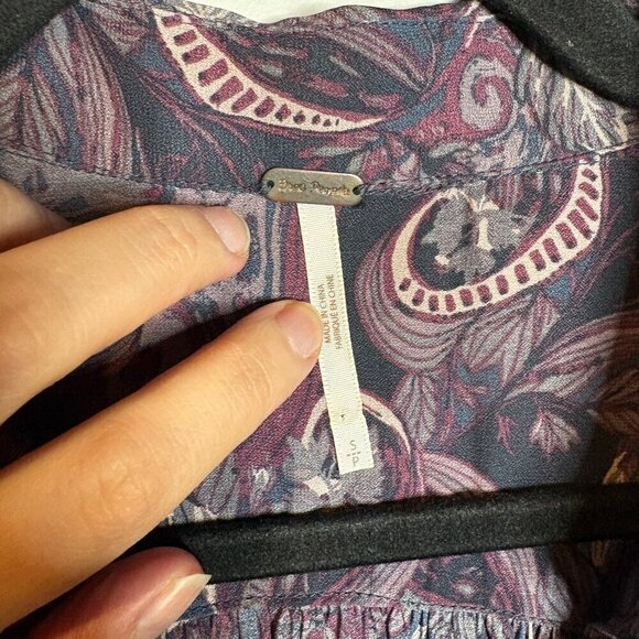 Free People purple paisley patterned blouse - Picture 3 of 5